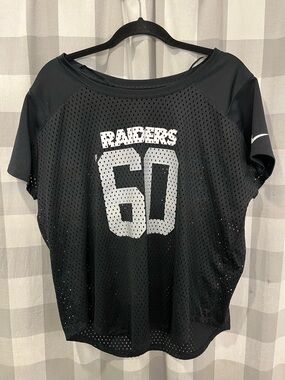 NFL Black Raiders Mesh Jersey with White 60 Graphic
